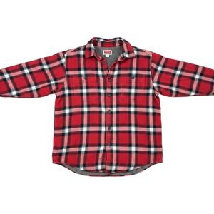 Wrangler Mens Red Plaid Sherpa Lined Flannel Shirt Jacket Small RN130273